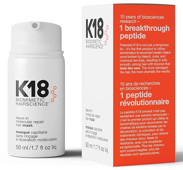 K18 FULL-SIZE LEAVE-IN MOLECULAR HAIR MASK, REPAIRS DRY OR DAMAGED HAIR, REVERSE HAIR DAMAGE FROM BLEACH, COLOR, CHEMICAL SERVICES & HEAT