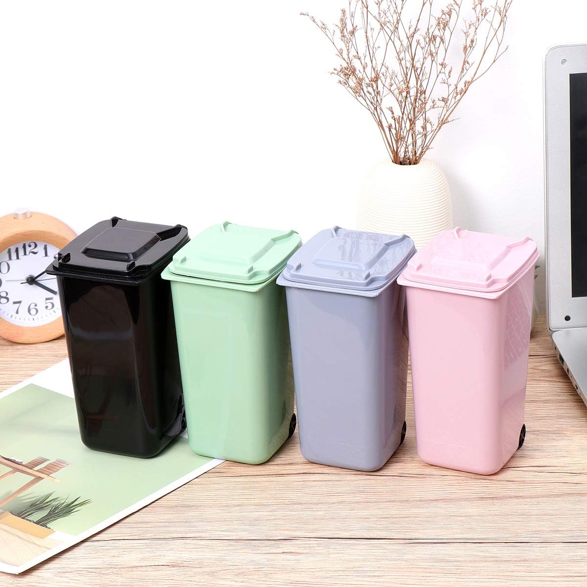 Office Trash Can, Desktop Mini Trash Bin, Garbage Bin Set Pencil Cup