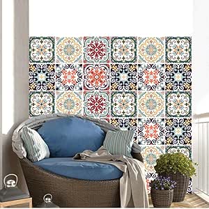 60 Piezas Flor MediterráNea SimulacióN Azulejo Apliques DIY DecoracióN