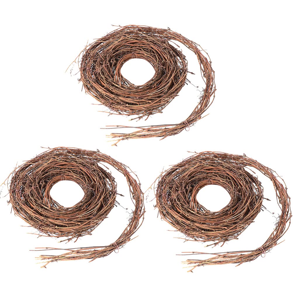 TOYANDONA 3 Rolls Grapevine Wreath Twigs Wreath Vine Branch Garland Hoop DIY Vine Rustic Wicker Wall Decor Front Door Wall Ornament