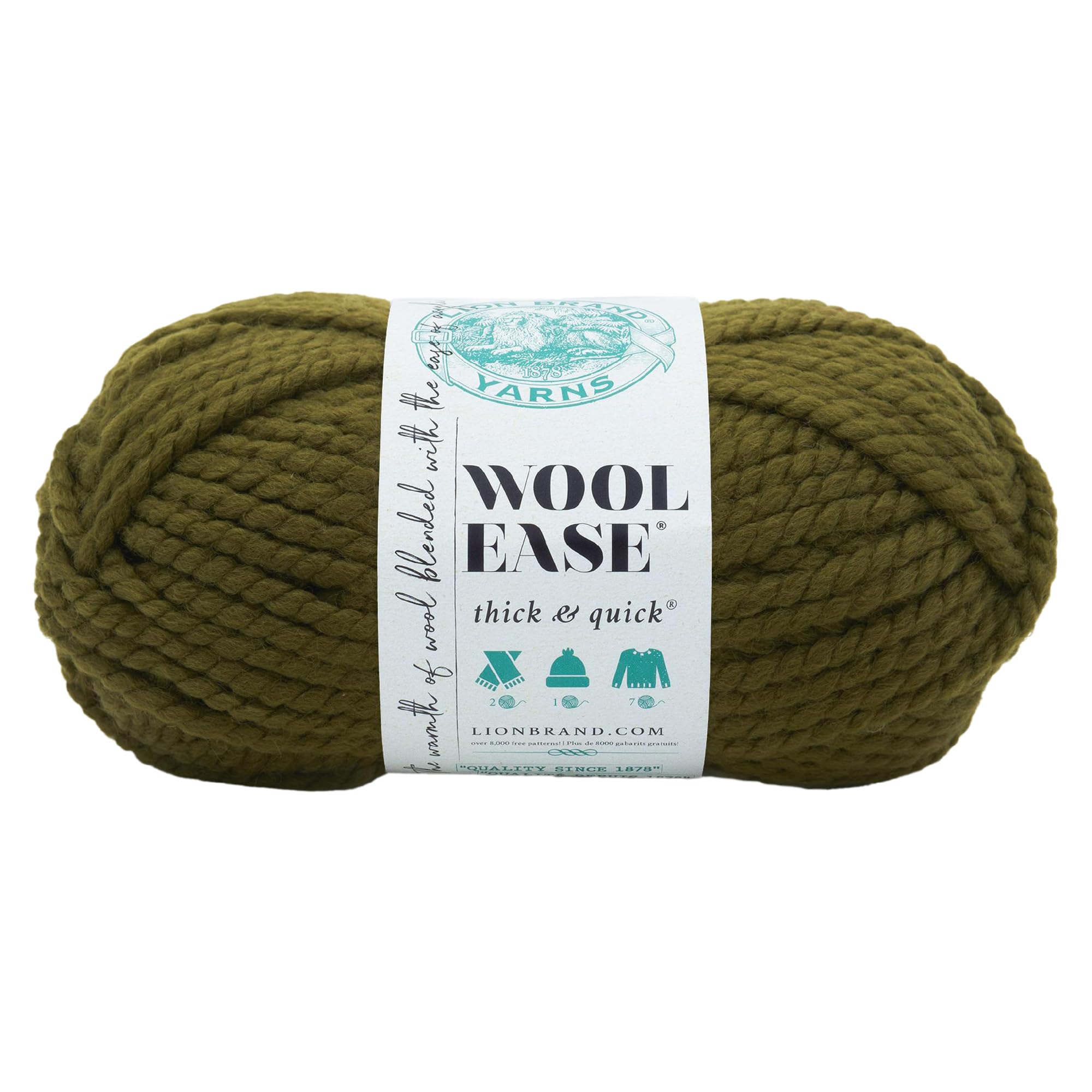 Photo 1 of (1 Skein) Lion Brand Yarn Wool-Ease Thick & Quick Bulky Yarn, Cilantro