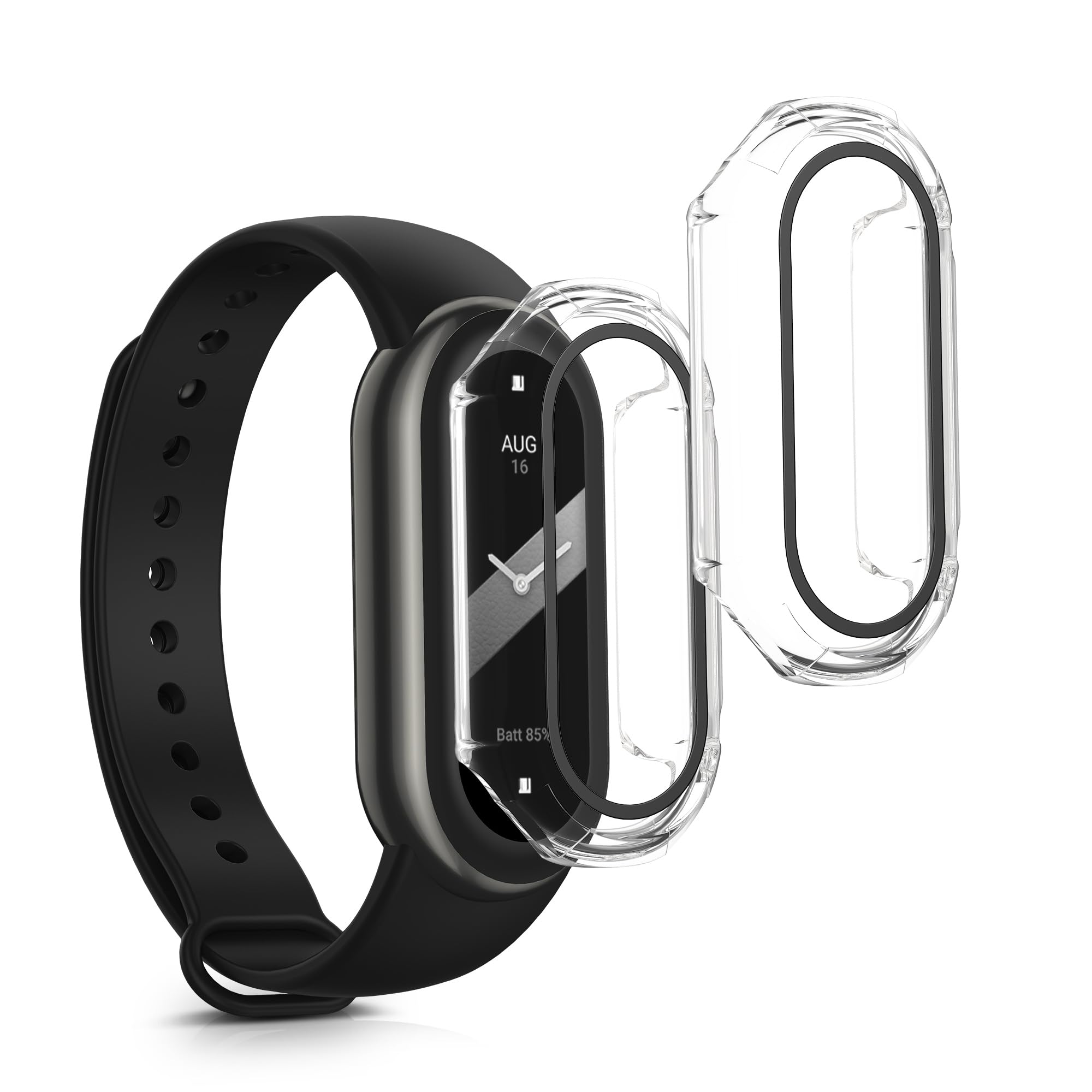 kwmobile Case Compatible with Xiaomi Mi Band 8 Case - 2x TPU Silicone Fitness Tracker Cover - Transparent