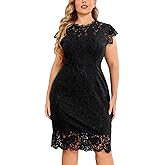 Miusol Women's Retro Lace Sleeveless Plus Size Formal Evening Prom Dress