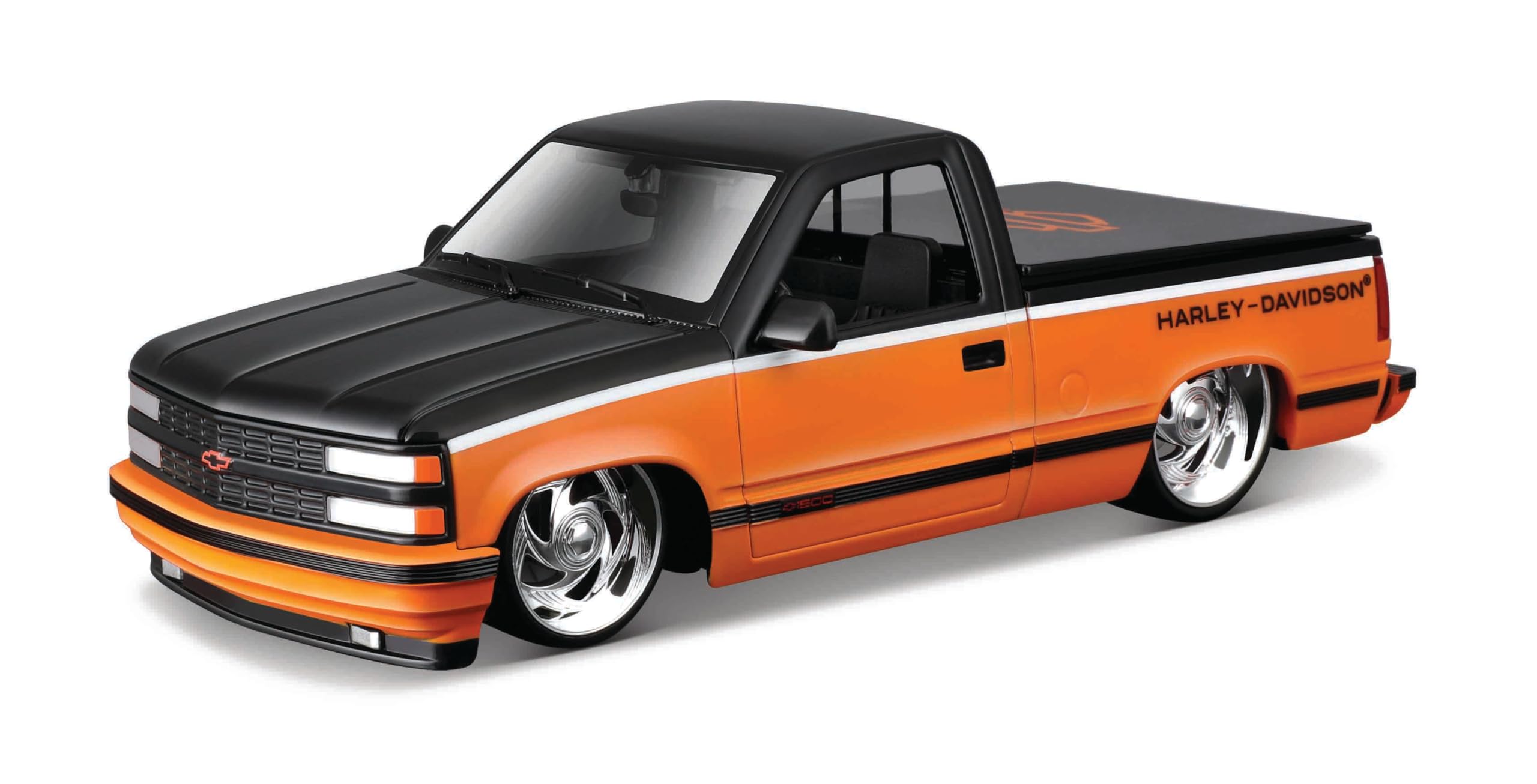 Maisto 1:24 Harley Davidson Custom 1993 Chevy Pick-up Diecast Model - Orange/Black