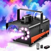 Dashsafe 1200W Fog Machine, 6000CFM for Halloween, Disco Light &amp; Remote | 13-Color LED Effect Smoke Machine, Wired &amp; Wireless Remote, Dry Run Protect, for Indoor, Outdoor, Wedding, Parties &amp; DJ Stage