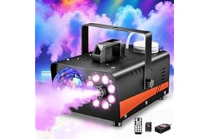 Smoke Machine, Fog Machine with Disco Ball Lights, 13 Colorful LED Lights Effect, Suitable for Indoor, Wedding, Parties, Hall