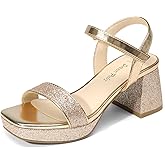 DREAM PAIRS Girls Sandals Open Toe Low Block Chunky Heels Sandals Party Dress Pumps Shoes for Little Big Kid