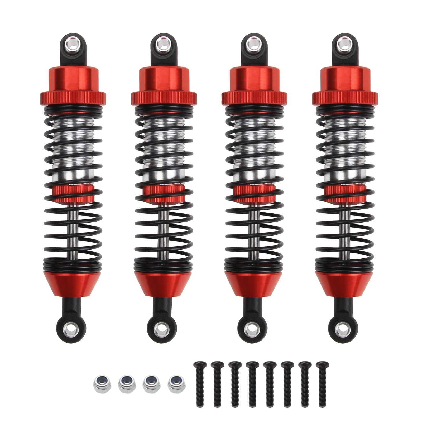 RCAWD Shock Absorber Damper 90mm Set for 1/10 Redcat Racing Blackout SC, SC PRO, XTE, XTE PRO, XBE, XBE PRO Upgrade Parts, Front and Rear RC Shocks Hopups for # BS214-011（Red）