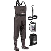 Foxelli Chest Waders – Waterproof 2-ply Nylon/PVC Camo Hunting Fishing Waders for Men and Women with Boots