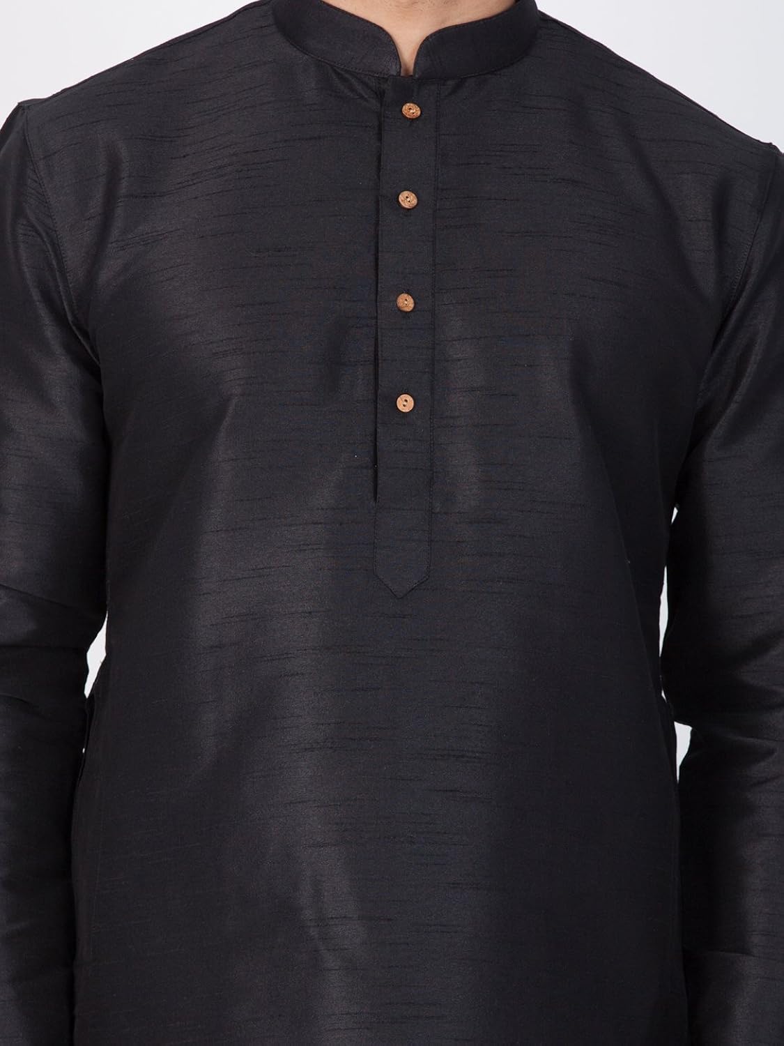 vastramay mens cotton silk kurta (black_vasmkbl001)