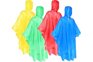 TORASO Rain Poncho with Hood for Adults, Disposable Rain Poncho Adult Emergency Raincoats, Multi Colors（YP-Color-4）