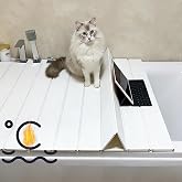 Foldable Bathtub Cover, Bath Tub Tray, Folding Bath Covers (63&times;31.5&times;0.3in) | Waterproof Insulation Table Dust Board, PVC Shutter Bath Lid Plate Fits Most Tubs for Bathroom Shower (White)
