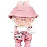 Clothes for LABUBU 17cm Doll (NO Doll) &ndash; 6-Piece Set, Light Pink | Hat + Overalls + Shirt + Camera + Glasses + Shoes, Outfit for LABUBU, Premium Dolls Accessories for LABUBU