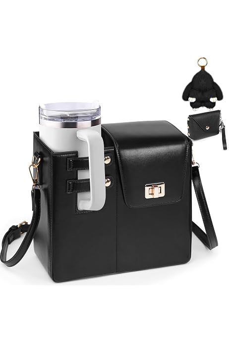Portable Crossbody Water Bottle Bag - Fits Stanley & Most Cups, Includes Coin Purse & Bunny Keychain, Adjustable Strap For Travel - View #10