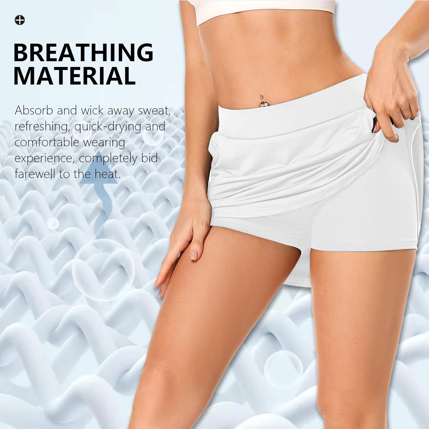 Hubunucc Women's Athletic Skorts Tennis Lightweight Active Skirts Inner Pockets Running Golf Workout Sports : Clothing