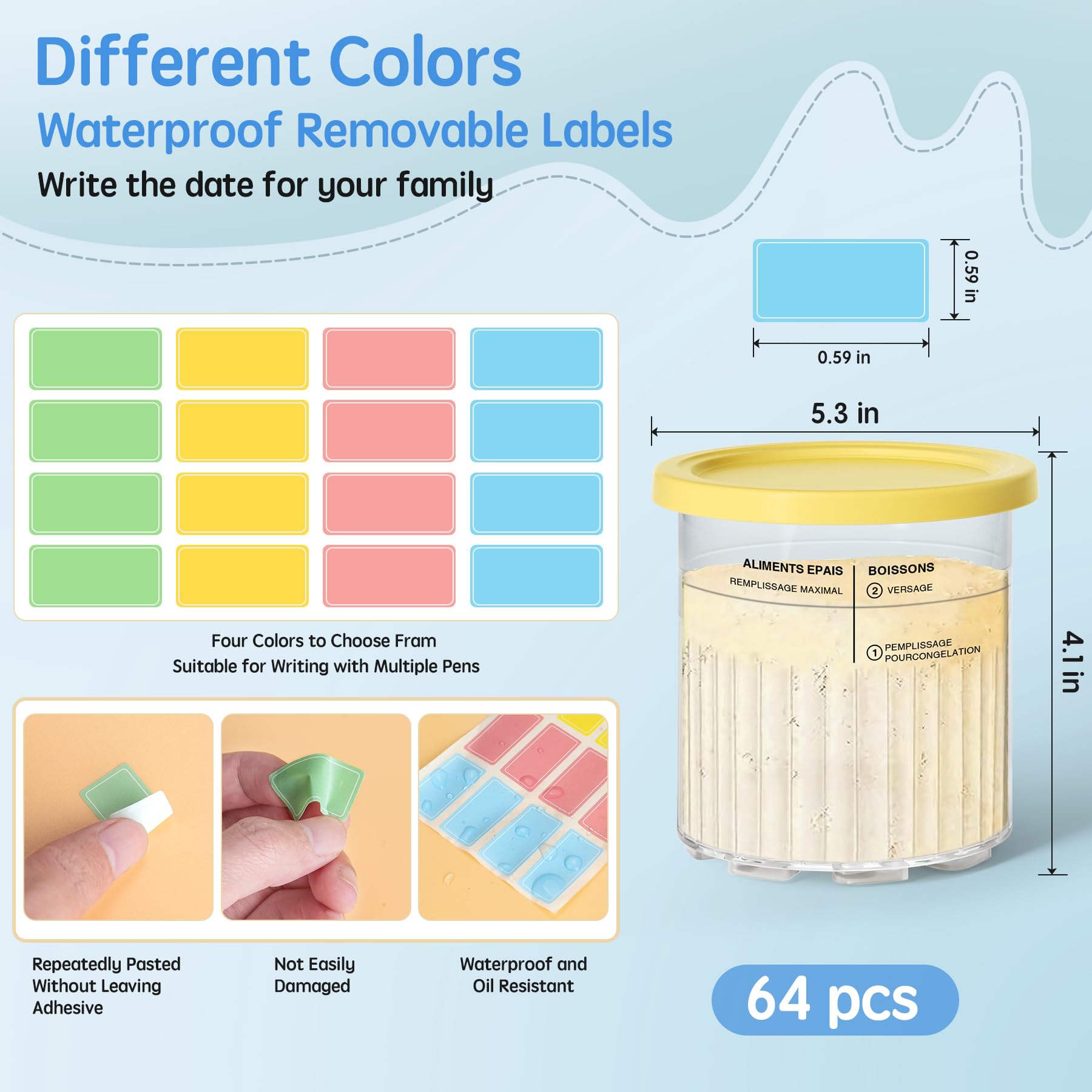 4 Pack Creami Deluxe Pints & Lids for Ninja, 24 Oz Compatible with NC500 NC501 Series Ice Cream Makers, with 5 Spoons & 64 Writable Labels, BPA-Free & Dishwasher Safe, 4 Color Lids