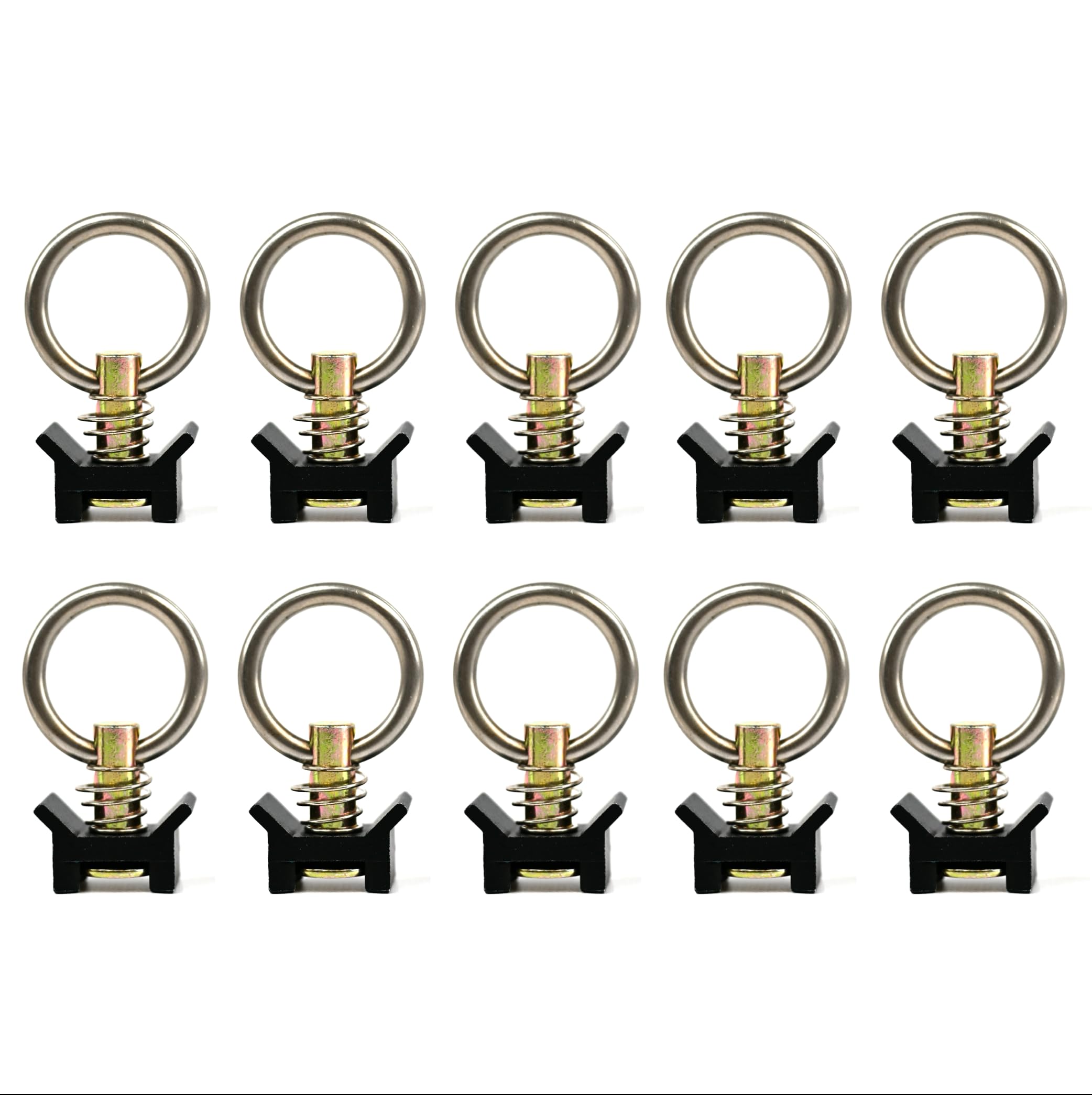 VanEssential Venture L-Track Spring Loaded Adjustable Tie Down Ring - Black - 10 pcs