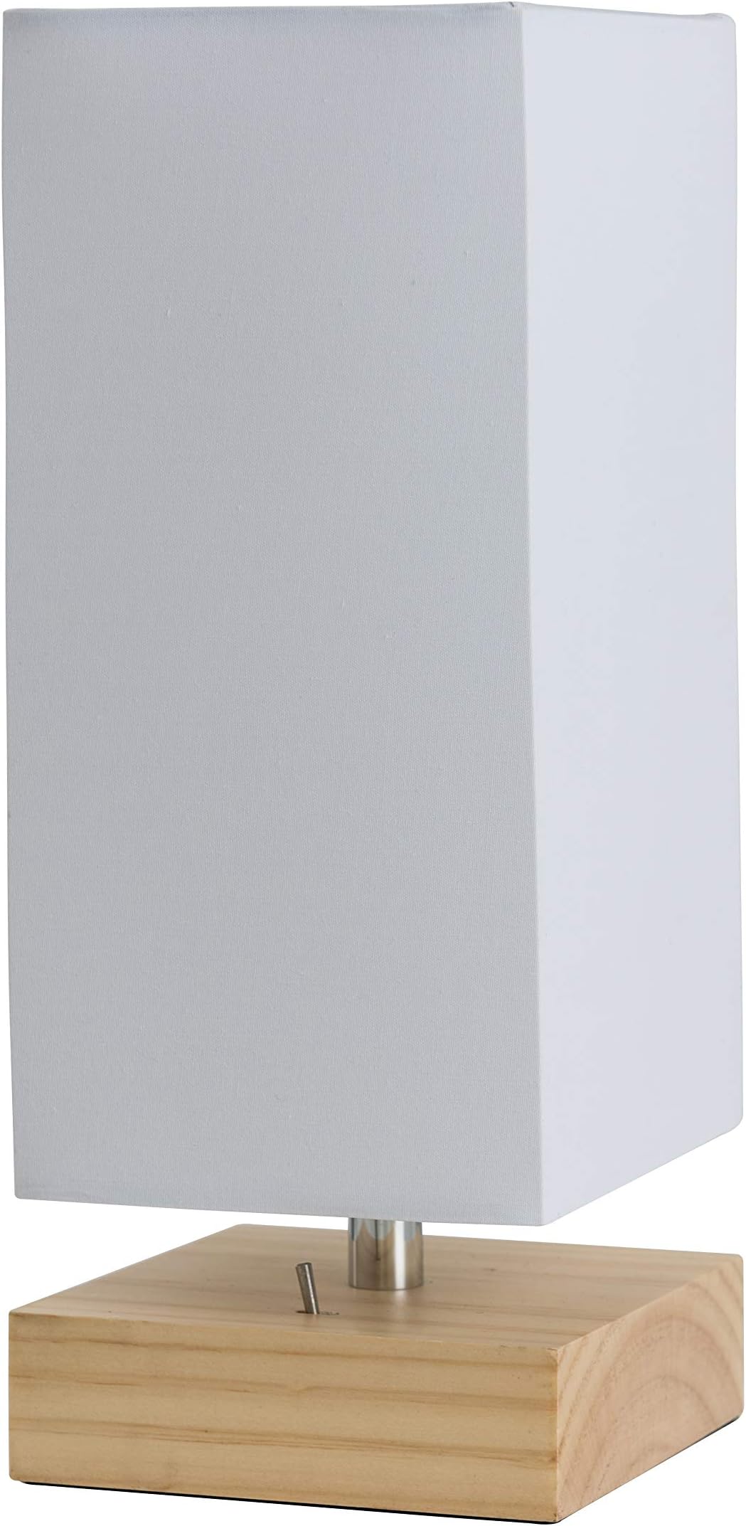 MiniSun Modern Pine Wood & White Bedside Table Lamp with USB Charging Port - Complete with a 4w LED Bulb [3000K Warm White]