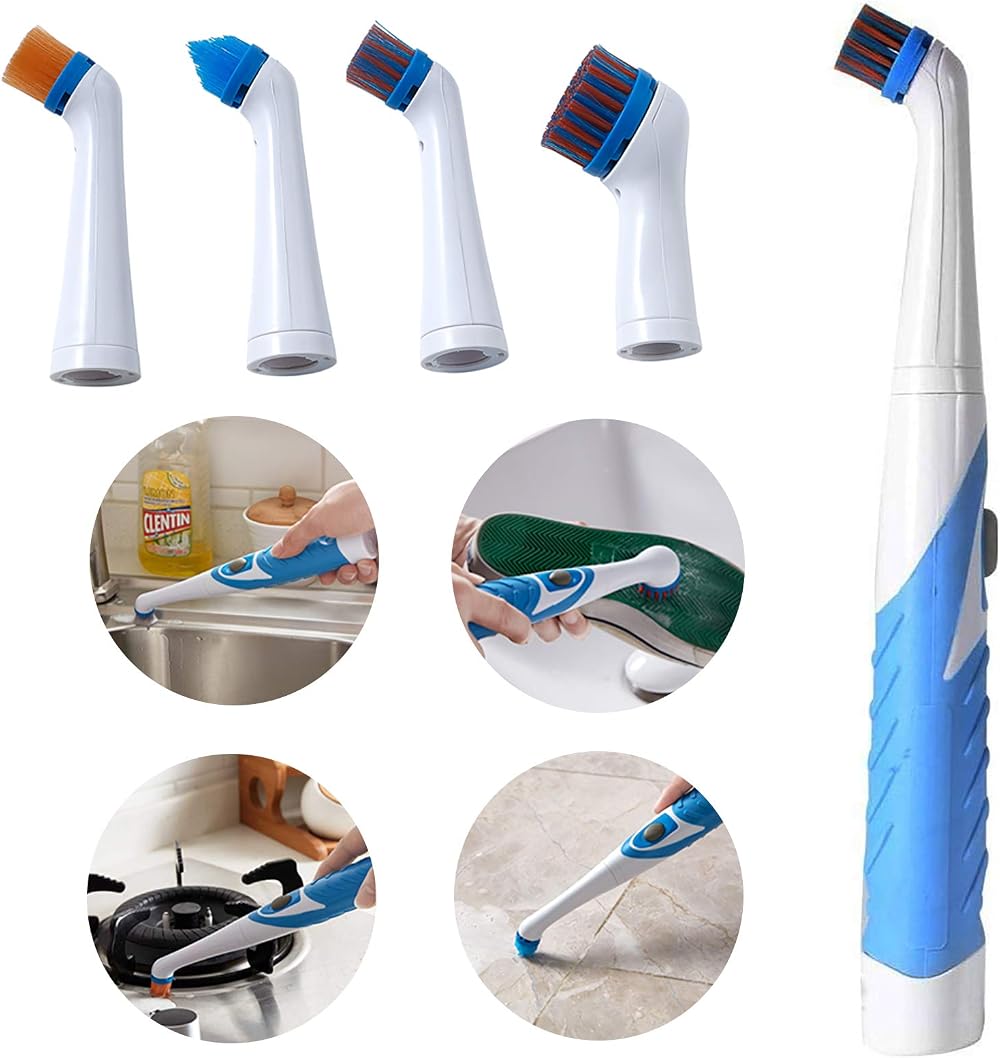 Vivo Technologies Electric Scrubber Cordless Spin Cleaner w/ 4 Heads Bath Tub