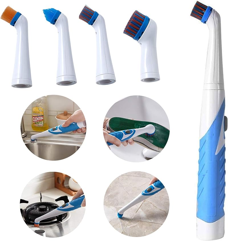 Vivo Technologies Electric Scrubber Cordless Spin Cleaner w/ 4 Heads Bath Tub