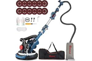 Enhulk Drywall Sander with Vacuum, 1050W 7.2A Electric Drywall Sander with Auto Dust Collection, 6 Variable Speed 800-1800RPM, Double-Deck LED Lights, Extendable & Foldable Handle, 13ft Power Cord