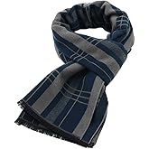 American Trends Mens Winter Warm Long Soft Scarf Plaid Tassel Scarf for Men Soft Classic Scarves