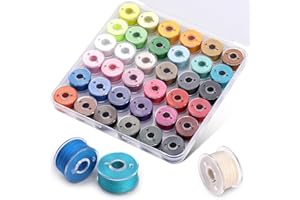 LOKUNN 36Pcs Bobbins and Sewing Threads Prewound Bobbin Thread Threads with Bobbin Case for Multiple Sewing Machine,Standard Size and Assorted Colors