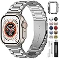 Fullmosa Compatible Apple Watch Bands Ultra/Ultra2 49mm, Stainless Steel Strap Metal iWatch Band with Case for Apple Watch, Silver