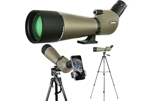 GUANIEE 25-75x80 Spotting Scope for Target Shooting with Upgraded Tripod Carrying Bag and Phone Adapter Spotter Scope for Bird Watching, Wildlife Viewing Mud