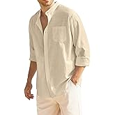 COOFANDY Men's Oxford Shirts Long Sleeve Casual Button Down Shirts Band Collar Dress Shirt with Pocket