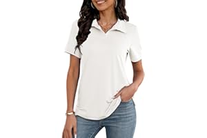 MK Shop Limited Polo Shirts for Women Business Casual Work Lapel Collared Tops V Neck Summer Golf Polos Tunic Blouse