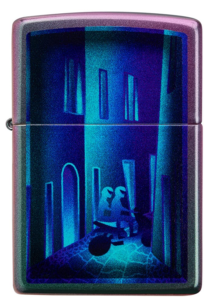 Zippo Windproof Lighter - Night Ride Model with Colour Image - Iridescent Finish - Refillable - Reusable - Windproof Design - Gift Box - Metal - Made in USA