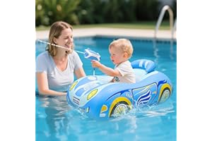 Toddler Pool Float with Automatic Water Gun, Inflatable Car Baby Pool Float, Swimming Pool Toys for 3+ Years Old Girls Boys K