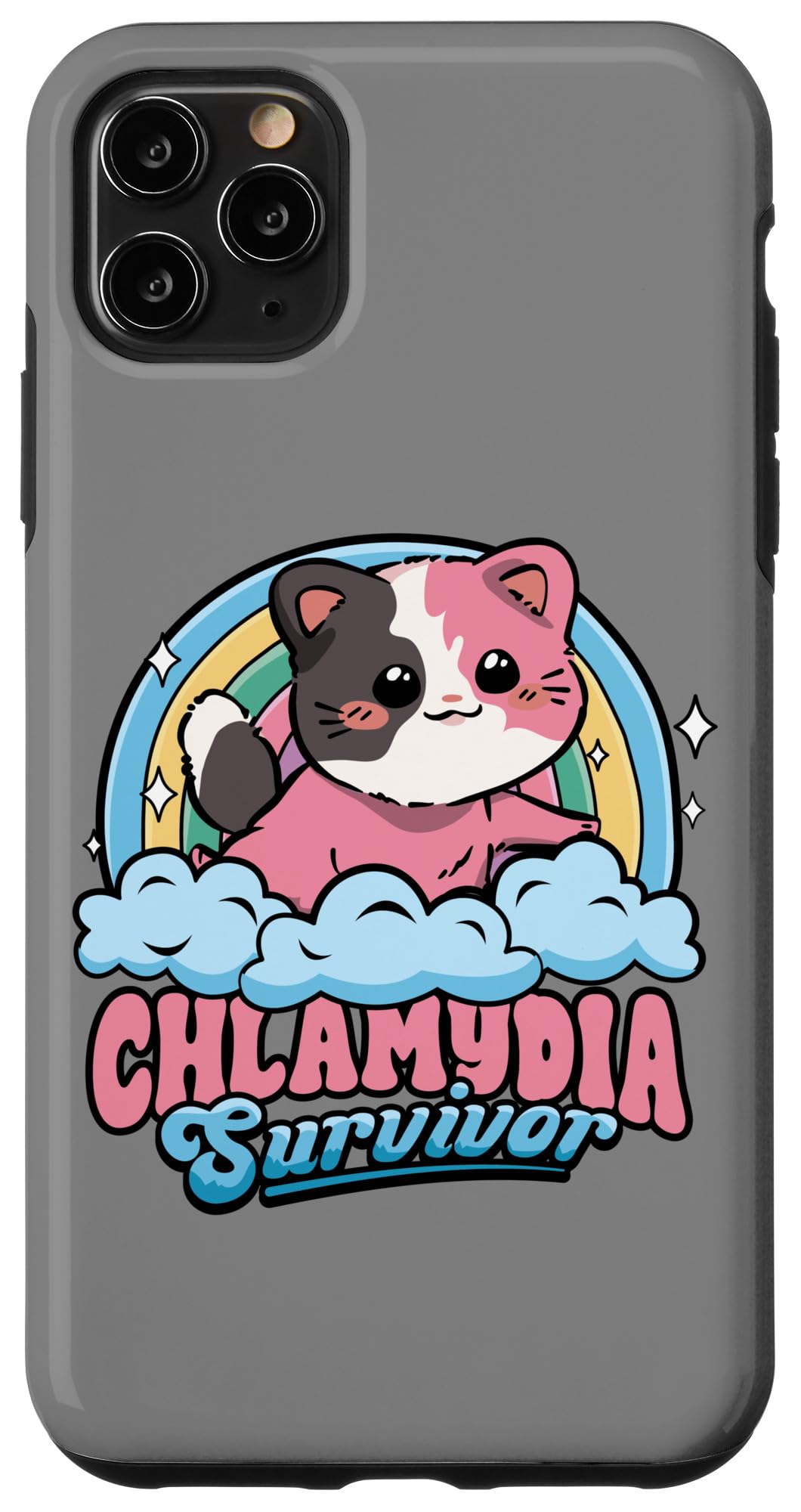 iPhone 11 Pro Max Chlamydia Survivor Cat Funny Y2K Meme Inappropriate Humor Case