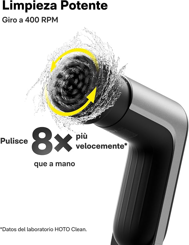 Grip™ Cepillo Eléctrico de Limpieza Hogar, IPX7 Impermeable, Cepillo Limpieza Eléctrico Ligero (0.29 kg) con 6 Cabezales, para Limpieza de Cocina, Vajilla, Encimera, Parrilla, Placa, Baldosas