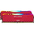 Crucial Ballistix RGB 3200 MHz DDR4 DRAM Desktop Gaming Memory Kit 16GB (8GBx2) CL16 BL2K8G32C16U4RL (RED)