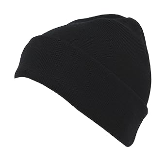 Verline Merino Wollmütze Aus Doppelwandigem Feinstrick Weich Warm Winddicht Schwarz Einfacher Umschlag 100% Merinowolle Schur