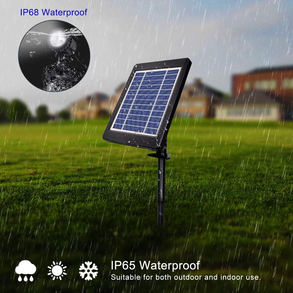 Solar Pond Lights Outdoor Spotlight Underwater Spotlights LED Submersible Lamp with 2 Modes for Pool Pond, Garden, Yard - Image 3