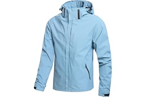 Hikevitang Men's Lightweight Waterproof Rain Jacket,Shell Hooded Outdoor Raincoat Hiking Windbreake jacket