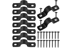 Swpeet 10Pcs 15mm Two Hole U Bracket Clamp with 20Pcs Self-Tapping Screws Kit, U-Clamps, Metal Pipe Clamps, Pipe Strap Clamps