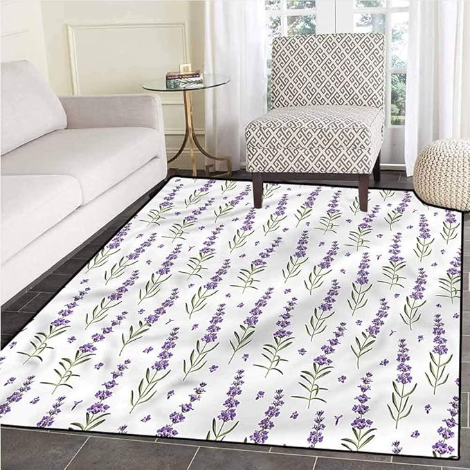 Lavender Pattern Decorative Rug Home Room Decor Rugs Twigs