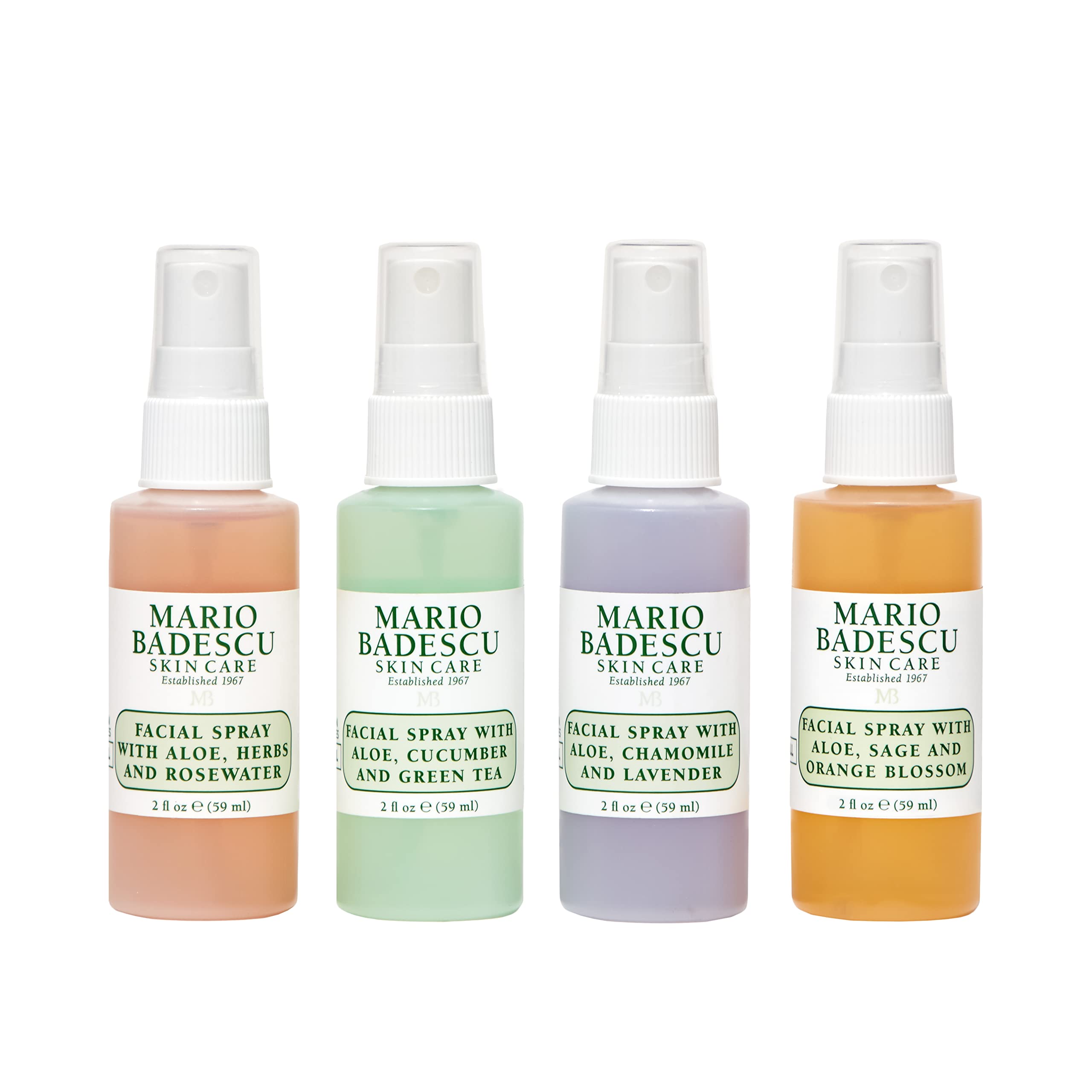 Photo 1 of *MINOR DAMAGE - USED*
Mario Badescu Mini Mist Facial Spray Collection with Rose Water, Cucumber, Lavender and Orange Blossom, Multi-Purpose Cooling and Hydrating Face Mist for All Skin Types, 2 Fl Oz (Pack of 4)