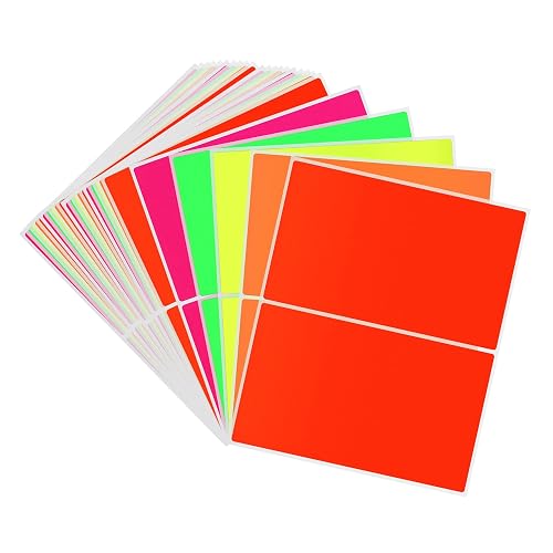 Hybsk 2x3 inch Rectangular Inventory Labels Permanent Fluorescent Color ...