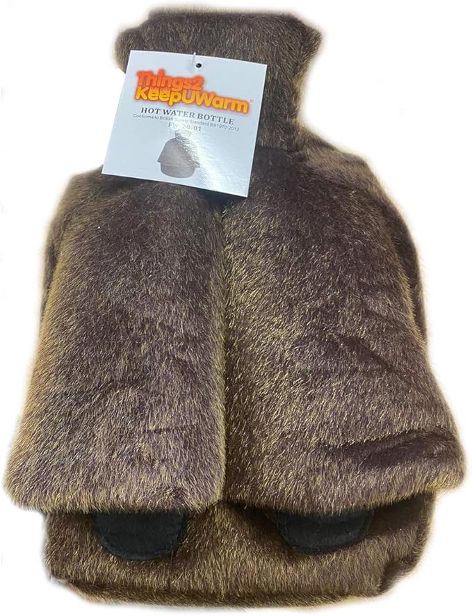 Hot Water Bottle Foot Warmer In Plush Faux Fur Brown Amazon.co.uk Beauty