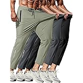 XYXYING 3 Pack Men's Quick Dry Sweatpants for Running, Gym Training - Lightweight Stretch Jogging Pants with Zippered Pockets