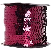 Mandala Crafts 6mm Maroon Flat Sequins Strips on a Roll Trim | 100 YDs Spool, Paillettes Ribbon, by the Yard for Sewing, Costumes, Dancewear, Embroidery, Crafts, Decoration