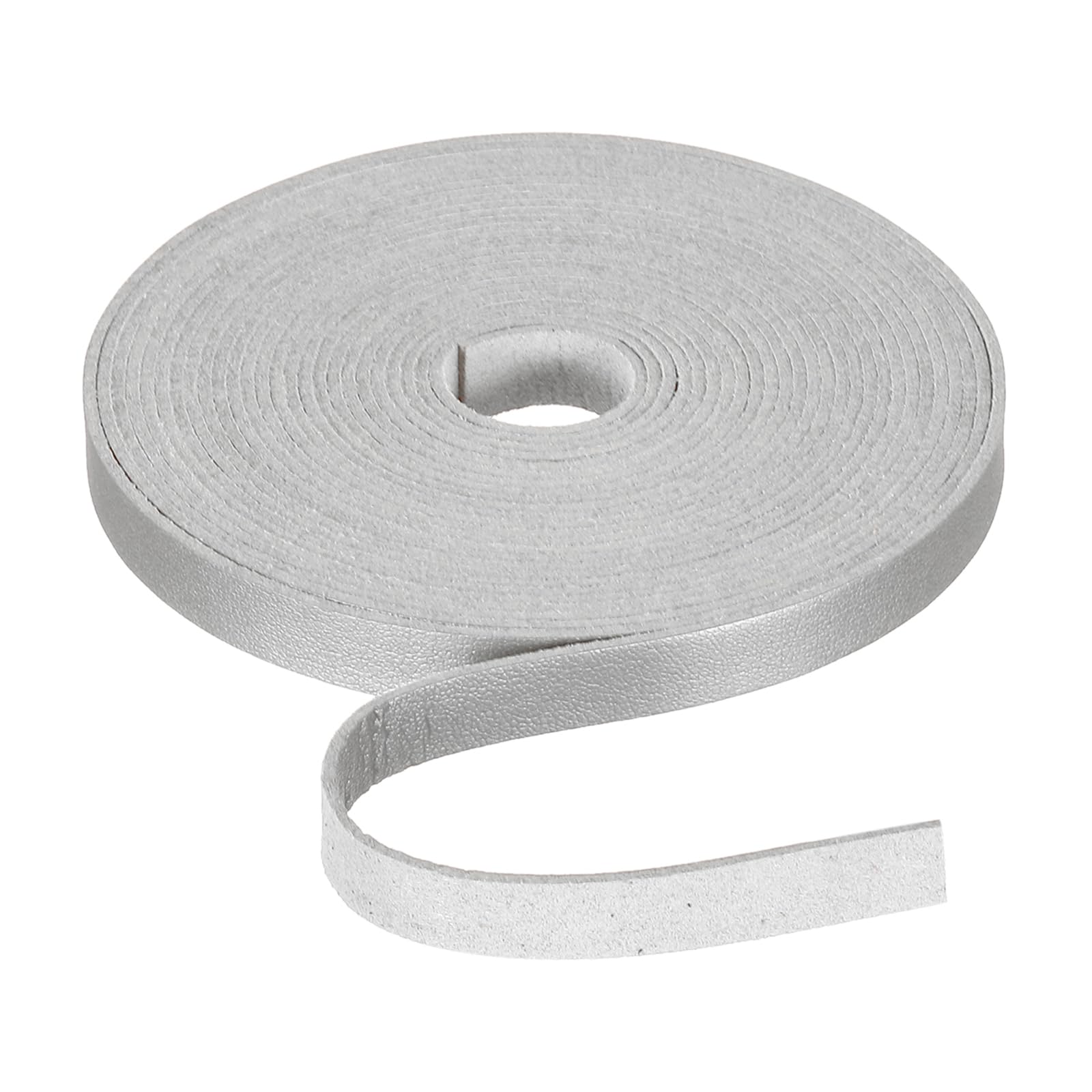 Rebower Flat Leather Cord,197 Inch 10mm Leather String PU Faux Leather Strips Strap,[for Jewelry Making DIY Craft Projects Belts Keychains Accessories]-5m/Silver