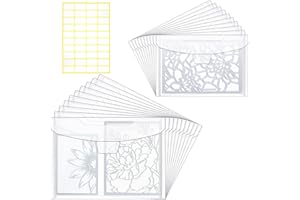 HUKADO 20 Pieces Clear Stamp & Die Plastic Storage Bag, Resealable Large Envelope Pocket for Card Making DIY Scrapbooking Paper Craft and Cutting Dies Stencil, 2 Sizes (9.4x7, 7x5)