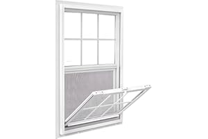 COLORPAPA Vinyl Single Hung Window, 30" x 36" Household Sliding Window with Double-Pane Insulated Tempered Glass, Lower Tilt Sash Screen Included Window for House, Mobile Home (White)