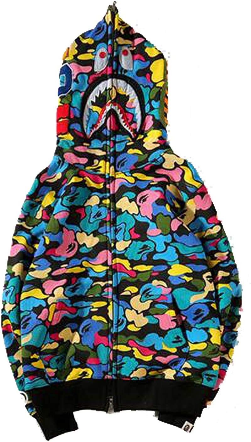 Ape BAPE Men's Shark Jaw Camo Full Zipper Hoodie Sweats Coat Jacket